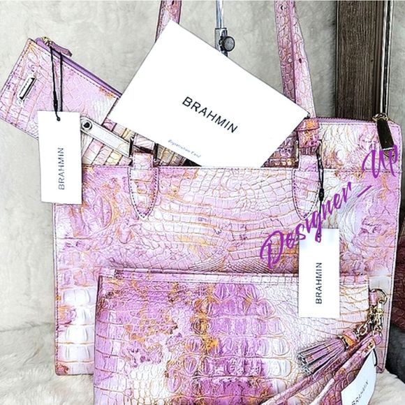 BRAHMIN 3 SET NWT Designer Purse Bag Wallet XL Wristlet Rare Melbourne Colorb - Picture 14 of 16